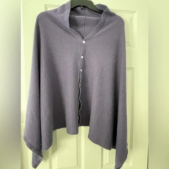 J. Jill Lavender Two Way Button-Accent Lightweight Poncho - Picture 4 of 6